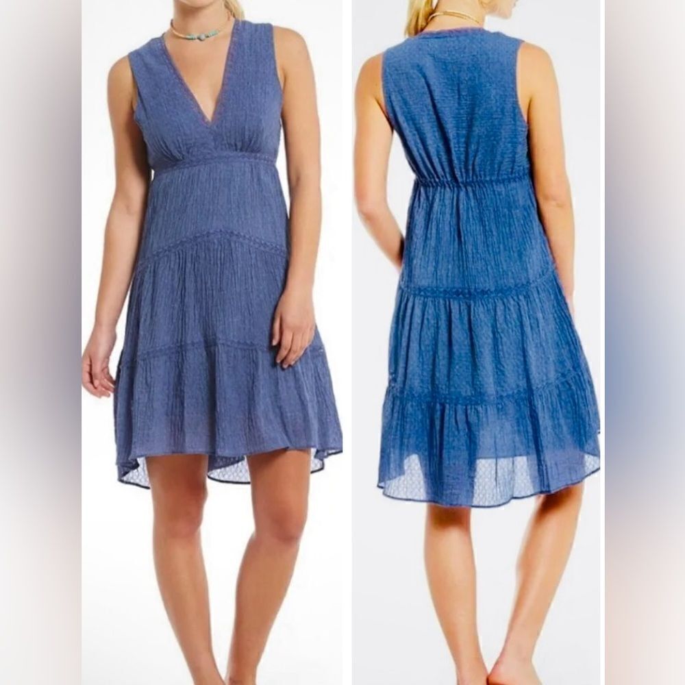CHELSEA AND VIOLET CRUISING INDIGO CRINKLE DRESS SIZE L~NWT